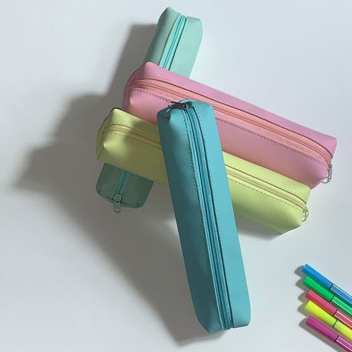 浅色简约PU笔袋 中学生的高颜值文具新选择